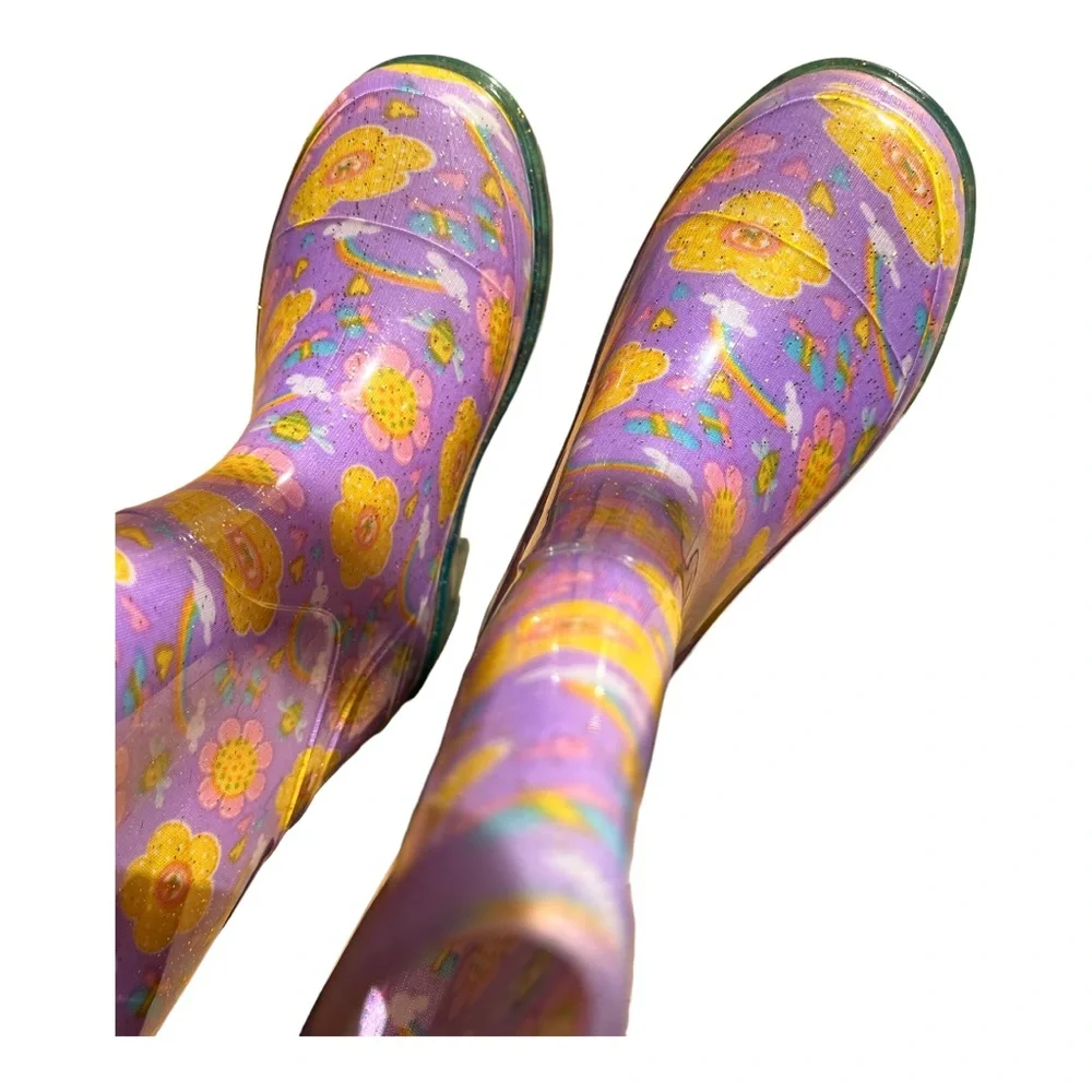 Western chief girls floral rainbow rain boots light up size 12 - Picture 7 of 9
